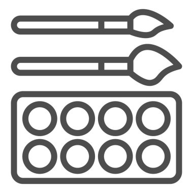 Beyaz arka planda suluboya çizgisi ikonu, yaratılış konsepti, boya fırçası ve boya simgesi, fırça ve boya taslak tarzında resim yapar. Vektör grafikleri.