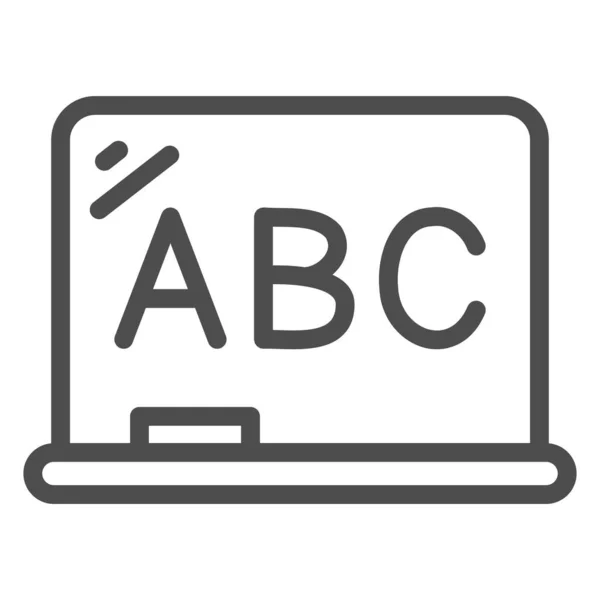 Icône de ligne de lettres de conseil scolaire et d'alphabet, concept d'éducation, panneau de tableau noir sur fond blanc, icône de conseil scolaire dans le style de contour pour le concept mobile et la conception Web. Graphiques vectoriels. — Image vectorielle