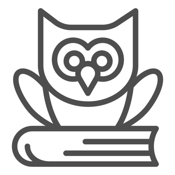 Sova sedící na ikoně knižní linie, koncept vzdělávání, sova a knižní značka na bílém pozadí, sova a ikona knihy ve stylu osnovy pro mobilní koncept a web design. Vektorová grafika. — Stockový vektor