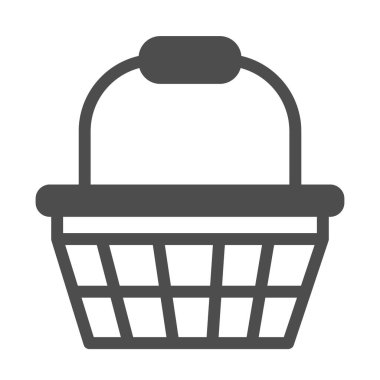 Katı ikon, alışveriş konsepti, beyaz arka planda sepet işareti, mobil konsept ve web tasarımı için sembol şeklinde alışveriş septi. Vektör grafikleri.