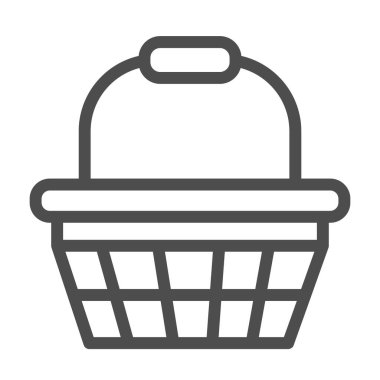 Satır simgesi, alışveriş konsepti, beyaz arka planda sepet işareti, mobil konsept ve web tasarımı için taslak biçimli alışveriş septi ikonu. Vektör grafikleri.