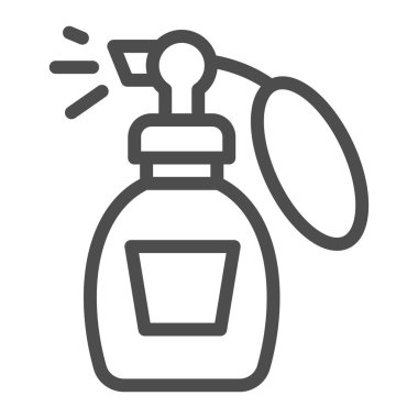 Parfüm çizgisi ikonu, alışveriş konsepti, beyaz arka planda aroma işareti, mobil konsept ve web tasarımı için özet simgesi. Vektör grafikleri.