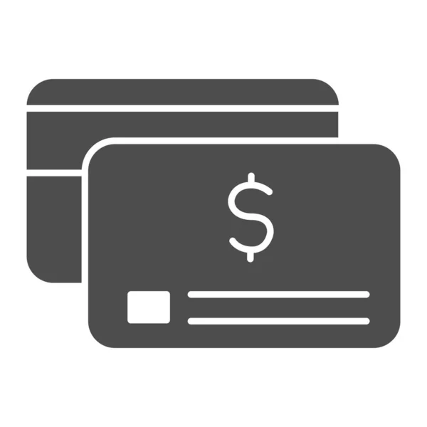 Icono sólido de tarjeta de crédito, concepto de compras, signo de dinero electrónico sobre fondo blanco, icono de tarjeta de crédito en estilo glifo para el concepto móvil y el diseño web. Gráficos vectoriales. — Archivo Imágenes Vectoriales