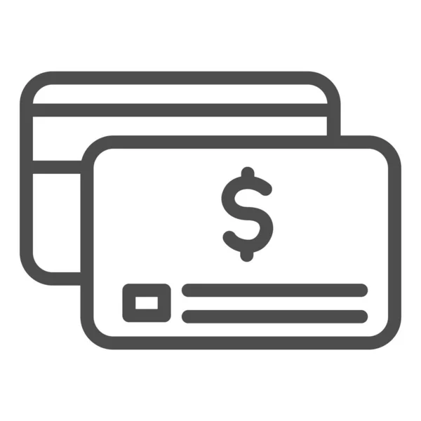Icono de línea de tarjeta de crédito, concepto de compras, signo de dinero electrónico sobre fondo blanco, icono de tarjeta de crédito en estilo de esquema para el concepto móvil y diseño web. Gráficos vectoriales. — Archivo Imágenes Vectoriales