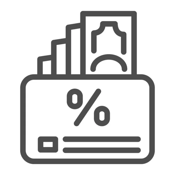 Interés de devolución de dinero, icono de línea de dinero y tarjeta, concepto de compra, signo de servicio de devolución de dinero en fondo blanco, icono de servicio de devolución de dinero en estilo de esquema. Gráficos vectoriales. — Archivo Imágenes Vectoriales