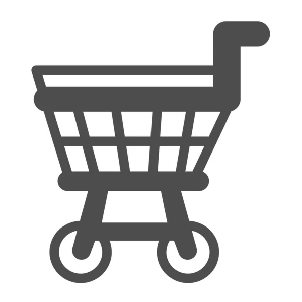 Alışveriş sepeti katı ikonu, alışveriş konsepti, beyaz arka planda tramvay tabelası, mobil konsept ve web tasarımı için sembol şeklinde alışveriş arabası simgesi. Vektör grafikleri. — Stok Vektör