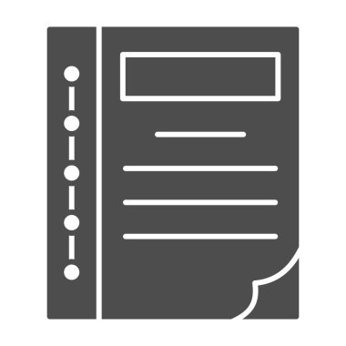 Muhasebeci Defteri katı simgesi, Siyah muhasebe kavramı, beyaz arka planda muhasebe defteri tabelası, cep telefonu konsepti ve web tasarımı için muhasebe defteri raporlama simgesi. Vektör grafikleri.