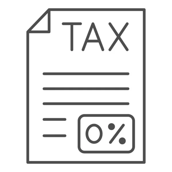 Zero Tax Dokument Thin Line Icon, Black Buchhaltungskonzept, Abgabe von Null Steuererklärungen Zeichen auf weißem Hintergrund, Billing Dokument Symbol in Umriss Stil für mobile und Web. Vektorgrafik. — Stockvektor