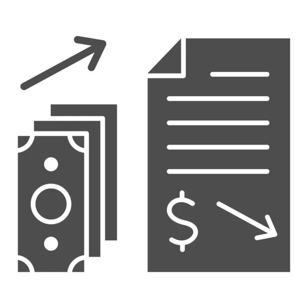 Contrat financier avec argent donnant icône solide, concept de comptabilité noire, Revenu dans l'ombre signe sur fond blanc, icône de contrat payant dans le style glyphe pour mobile, web. Graphiques vectoriels. — Image vectorielle