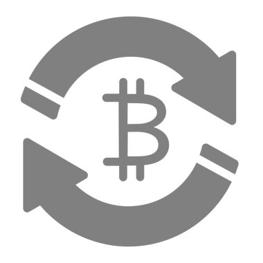 Bitcoin takas simgesi. Kripto para tiraj vektör çizimi beyaza izole edildi. Web ve uygulama için tasarlanmış, rotasyon okları kabartma stili tasarımlı bitcoin. Eps 10.