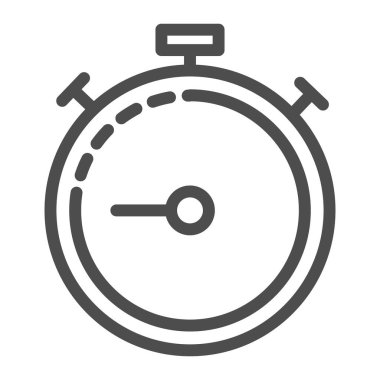 Stopwatch çizgisi simgesi. Zamanlayıcı zaman vektör çizimi beyaza izole edildi. Kronometre tasarımı, web ve uygulama için tasarlandı. Eps 10.