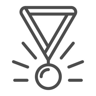 Madalya çizgisi ikonu. Ödül vektör illüstrasyonu beyaza izole edildi. Kazanan madalyon tasarımı, web ve uygulama için tasarlanmış. Eps 10.