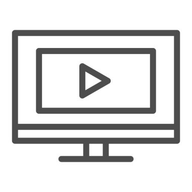 Video ders çizgisi simgesi. Ekran vektör illüstrasyonundaki video beyaza izole edildi. Web ve uygulama için tasarlanmış işaret tablosu tasarımı izleyip oynat. Eps 10.