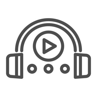 Ses kursu simgesi. Kulaklıklar ve işaret vektör illüstrasyonları beyaza izole edilmiş. Web ve uygulama için tasarlanmış müzik tasarımı. Eps 10.