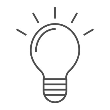 Ampul ince çizgi simgesi. Fikir vektör illüstrasyonu beyaza izole edildi. Lamba tasarımı, web ve uygulama için tasarlanmış. Eps 10.