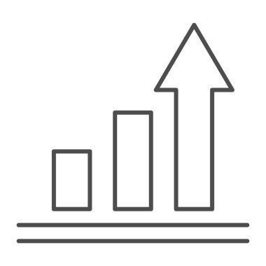 İnfografik ince çizgi simgesi. Grafik vektör çizimi beyaza izole edildi. Büyüme grafiği tasarımı, web ve uygulama için tasarlandı. Eps 10.