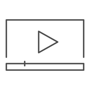 İnce çizgi simgesini oynat. Ortam oynatıcı vektör illüstrasyonu beyazda izole edildi. Filmci tasarımı, web ve uygulama için tasarlandı. Eps 10.