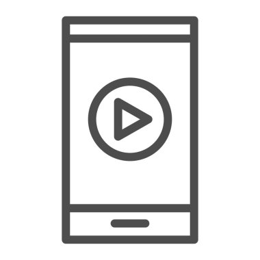 Mobil eğitim hattı simgesi. Beyaz üzerinde izole edilmiş vektör illüstrasyonunu çalış. Çevrimiçi kurs tasarımı, web ve uygulama için tasarlanmış. Eps 10.