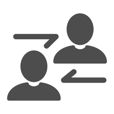 İletişim katı simgesi. İnsanlar beyaza izole edilmiş şekilde tasvir ediyorlar. Web ve uygulama için tasarlanmış bir kabartma tasarımı. Eps 10.