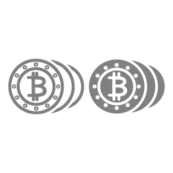 Línea de monedas e icono de glifo. Ilustración vectorial criptomoneda aislada en blanco. Bitcoins esquema de diseño de estilo, diseñado para la web y la aplicación. Eps 10. — Vector de stock