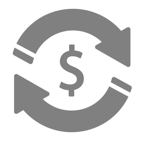 Dollar ruilen solide pictogram. Valuta uitwisseling vector illustratie geïsoleerd op wit. Valuta rotatie pijlen glyph stijl ontwerp, ontworpen voor web en app. Eps 10. — Stockvector