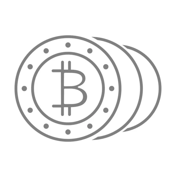 Monedas icono de línea delgada. Ilustración vectorial criptomoneda aislada en blanco. Bitcoins esquema de diseño de estilo, diseñado para la web y la aplicación. Eps 10. — Vector de stock