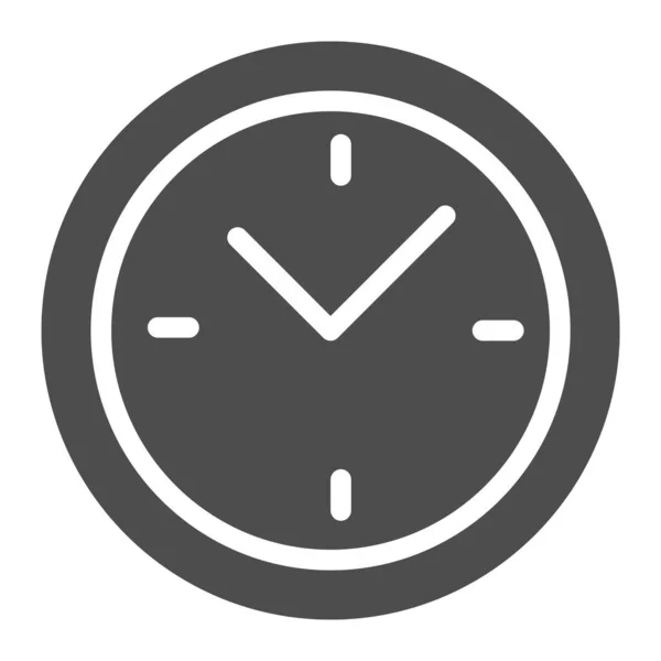 Uhr solides Symbol. Zeitvektordarstellung isoliert auf weiß. Wählscheibe im Glyphen-Stil, entworfen für Web und App. Eps 10. — Stockvektor