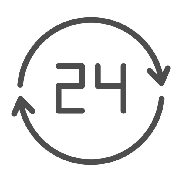 24 시간 라인 아이콘. 하루 종일 흰색으로 표시되어 있습니다. 웹과 앱을 위해 설계 된 24 시간 윤곽 디자인. Eps 10. — 스톡 벡터