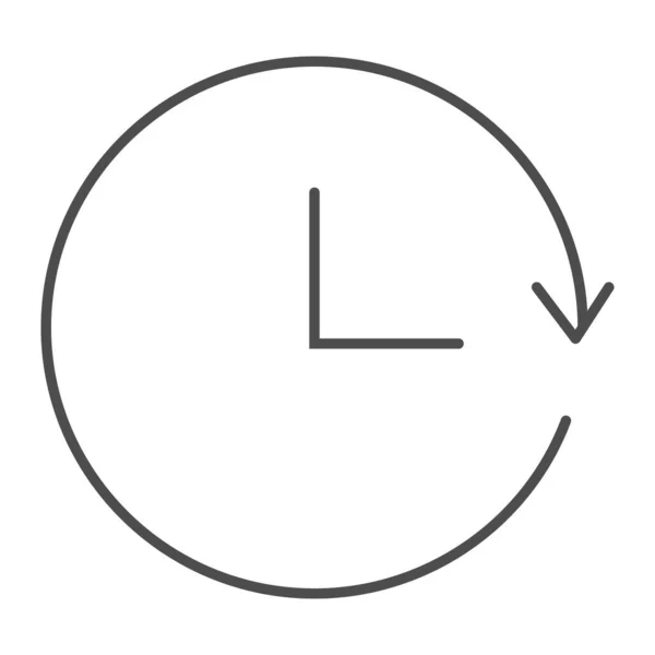 Ismételje meg az idő vékony vonal ikon. Reload idő vektor illusztráció elszigetelt fehér. Körkörös idővonal stílusú design, web és app. 10. rész. — Stock Vector