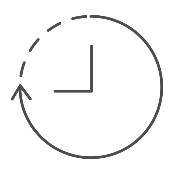 Trois heures à gauche icône de ligne mince. Terminer l'illustration vectorielle de temps isolé sur blanc. Conception de style de contour d'horloge, conçu pour le web et l'application. Eps 10. — Image vectorielle