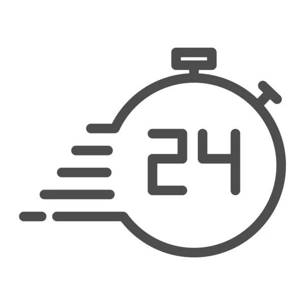 24 horas en el icono de línea de cronómetro. Temporizador con ilustración vectorial de 24 horas aislado en blanco. Diseño de estilo de contorno de reloj todo el día, diseñado para web y aplicación. Eps 10. — Archivo Imágenes Vectoriales