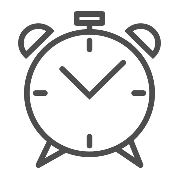 目覚まし時計のラインアイコン。白で隔離された時間ベクトル図を目覚めなさい。Webとアプリ用に設計されたアウトラインスタイルデザインをご覧ください。Eps 10. — ストックベクタ
