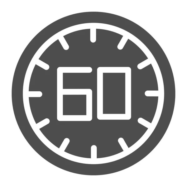 60 seconds solid icon. 60 minutes time vector illustration isolated on white. One hour glyph style design, designed for web and app. Eps 10. — Stock Vector