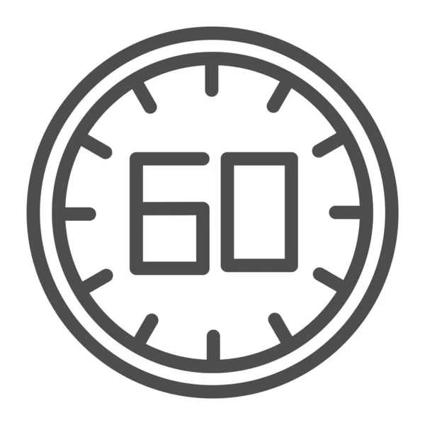 60秒のラインアイコン。白で区切られた60分の時間ベクトル図。Webとアプリ用に設計された1時間のアウトラインスタイルデザイン。Eps 10. — ストックベクタ