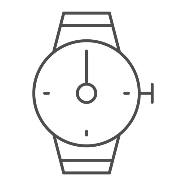 Orologio a mano sottile icona linea. Orologio da polso vettoriale illustrazione isolata su bianco. Bracciale rotondo design stile orologio contorno, progettato per il web e app. Eps 10. — Vettoriale Stock