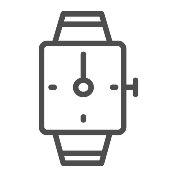 Icono de línea de reloj. Ilustración cuadrada del vector del reloj de muñeca aislada en blanco. Pulsera contorno de reloj de diseño de estilo, diseñado para la web y la aplicación. Eps 10. — Vector de stock