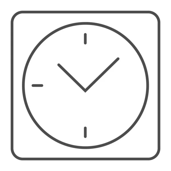 Relógio quadrado ícone de linha fina. Desk assistir ilustração vetorial isolado em branco. Relógio design estilo esboço, projetado para web e app. Eps 10. —  Vetores de Stock