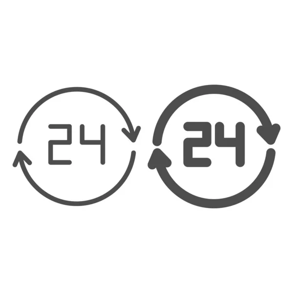 Linka 24 hodin a ikona glyfu. Celodenní vektorová ilustrace izolovaná na bílém. Čtyřiadvacetihodinový design osnovy, určený pro web a aplikaci. Eps 10. — Stockový vektor