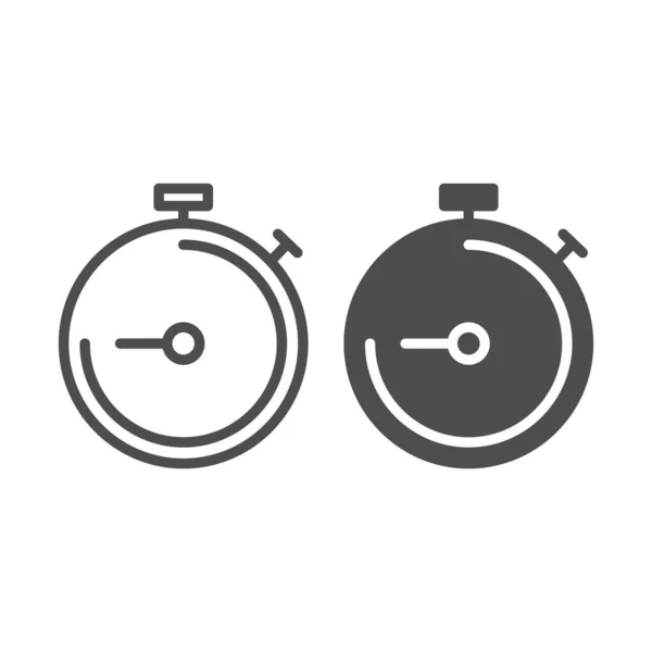 Stoppuhrlinie und Glyphen-Symbol. Zeitvektordarstellung isoliert auf weiß. Chronometer skizzieren Stil-Design, entworfen für Web und App. Eps 10. — Stockvektor