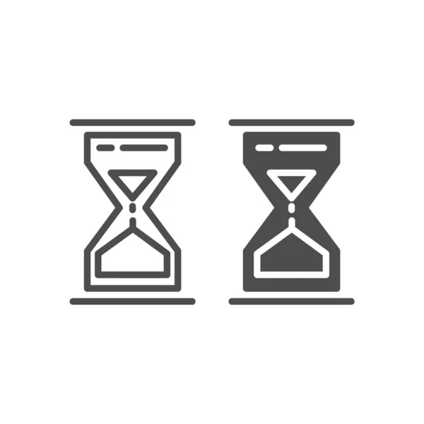 Línea de reloj de arena e icono de glifo. Tiempo corriendo en ilustración vectorial reloj de arena aislado en blanco. Diseño de estilo de contorno de vidrio de lija, diseñado para web y aplicación. Eps 10. — Archivo Imágenes Vectoriales