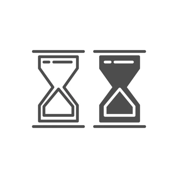 Línea de reloj de arena e icono de glifo. El tiempo ha terminado en la ilustración de vectores de reloj de arena aislado en blanco. Diseño de estilo de contorno de vidrio de lija, diseñado para web y aplicación. Eps 10. — Archivo Imágenes Vectoriales