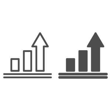 Bilgi satırı ve simge simgesi. Grafik vektör çizimi beyaza izole edildi. Büyüme grafiği tasarımı, web ve uygulama için tasarlandı. Eps 10.