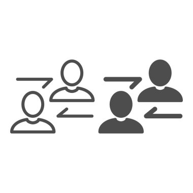 İletişim hattı ve simge simgesi. İnsanlar beyaza izole edilmiş şekilde tasvir ediyorlar. Web ve uygulama için tasarlanmış ana hatlı tasarım. Eps 10.