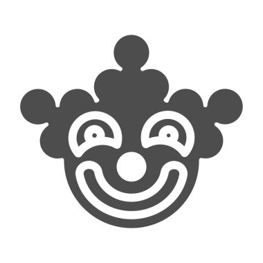 Palyaço maskesi simgesi. Cadılar Bayramı maskesi çizimi beyaza izole edilmiş. Sirk maskesi kabartma tasarımı, web ve uygulama için tasarlanmış. Eps 10.