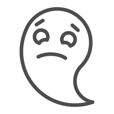 Hüzünlü hayalet çizgisi simgesi. Cadılar Bayramı hayalet çizimi beyaza izole edilmiş. Fantom tasarımı, web ve uygulama için tasarlandı. Eps 10.