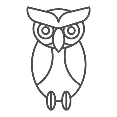 Baykuş ince çizgi simgesi. Kuş ağı çizimi beyaza izole edildi. Hayvan tasarımı, web ve uygulama için tasarlanmış. Eps 10.