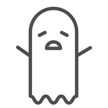 Ürkütücü hayalet çizgisi simgesi. Cadılar Bayramı hayalet çizimi beyaza izole edilmiş. Fantom tasarımı, web ve uygulama için tasarlandı. Eps 10.