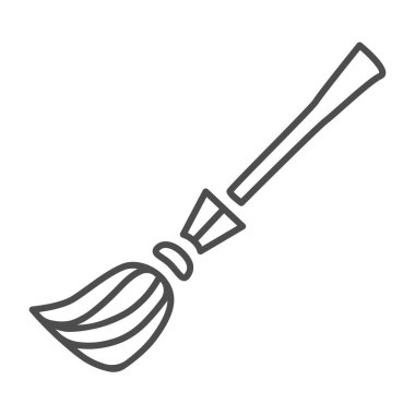 Cadının süpürge çizgisi ikonu. Süpürme web vektör çizimi beyaza izole edildi. Besom tasarımı, web ve uygulama için tasarlandı. Eps 10.