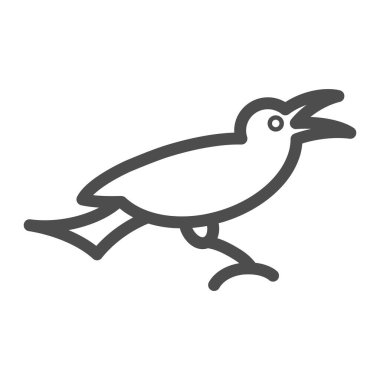 Kuş çizgisi simgesi. Hayvan vektör illüstrasyonu beyaza izole edildi. Raven tasarımı, web ve uygulama için tasarlanmış. Eps 10.