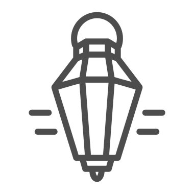 Fener hattı ikonu asılıyor. Eski lamba web vektör çizimi beyaza izole edildi. Antik fener tasarımı, web ve uygulama için tasarlanmış. Eps 10.